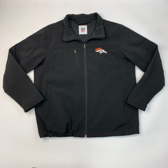 NFL Denver Broncos Jacket Mens XL Extra Large Black Full Zip Softshell Stretch - Picture 2 of 13